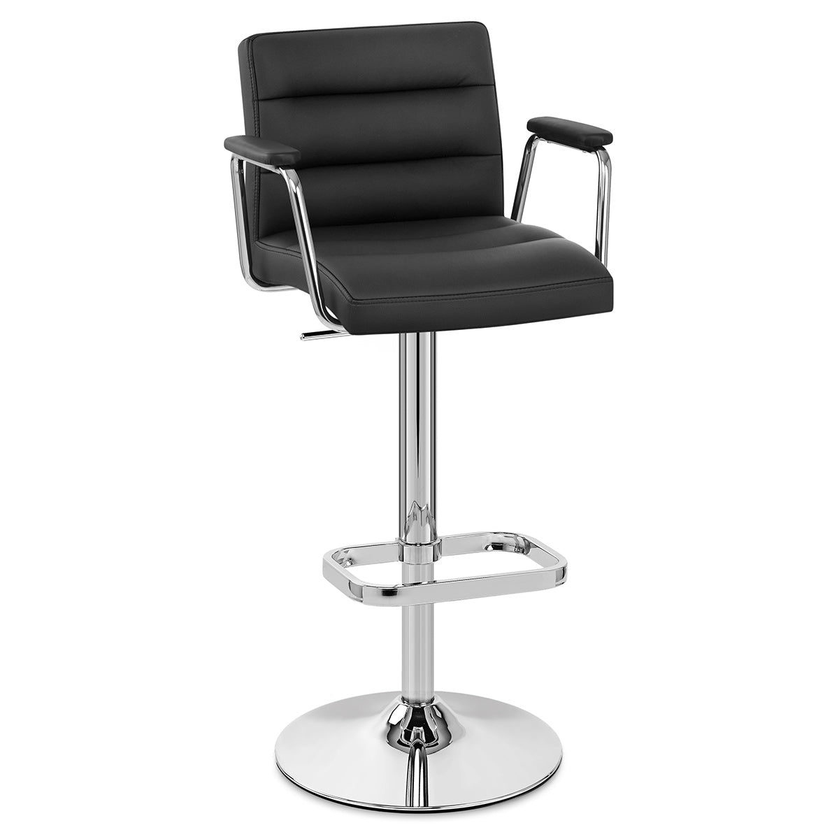 Chaise de Bar Faux Cuir Chrome - Lush Noir