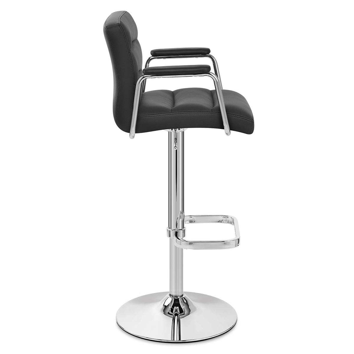 Chaise de Bar Faux Cuir Chrome - Lush Noir