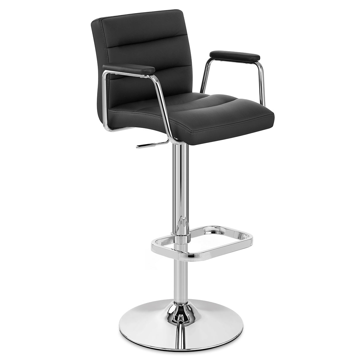 Chaise de Bar Faux Cuir Chrome - Lush Noir