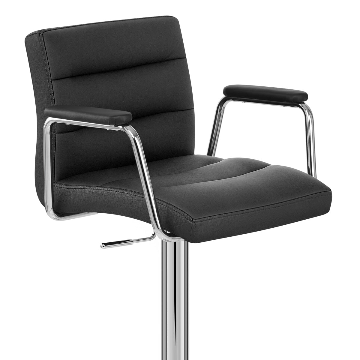 Chaise de Bar Faux Cuir Chrome - Lush Noir