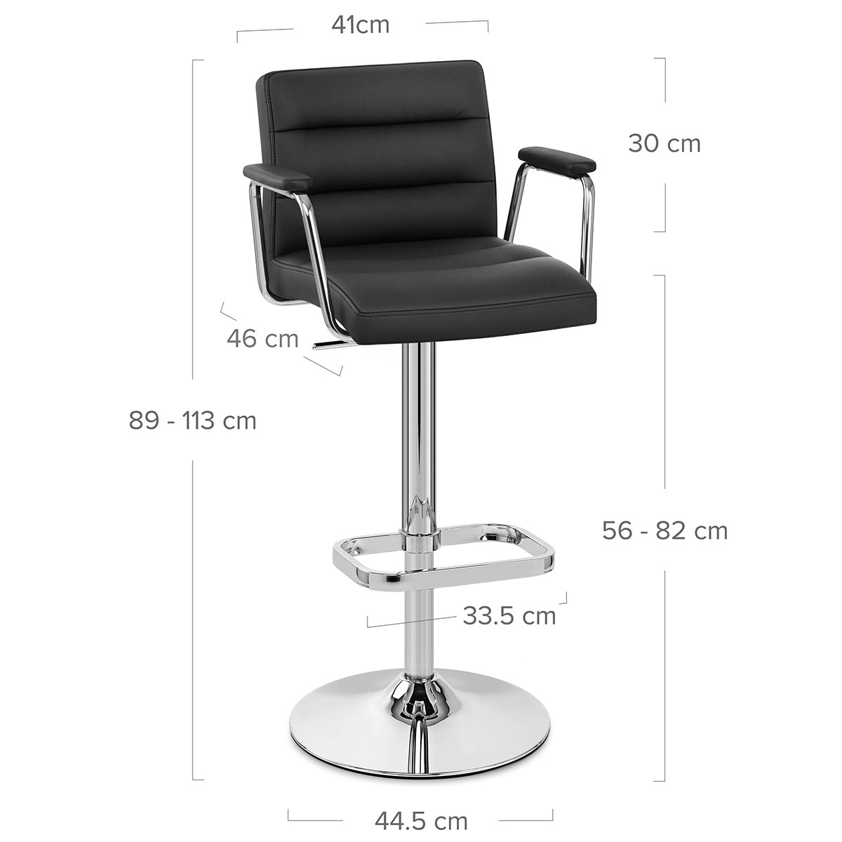 Chaise de Bar Faux Cuir Chrome - Lush Noir