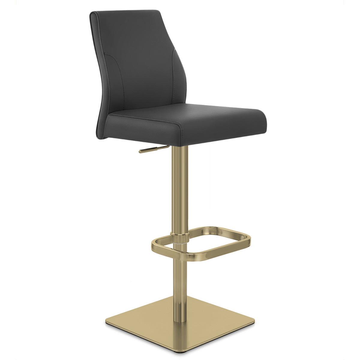 Tabouret de Bar Doré Cuir Véritable - Martello Noir