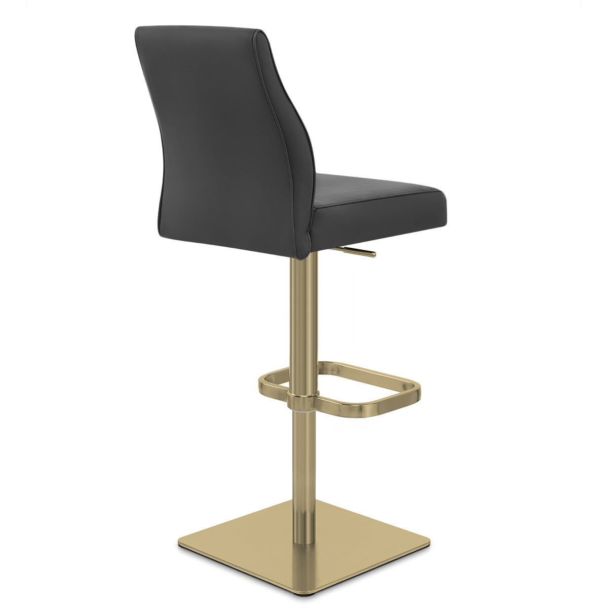 Tabouret de Bar Doré Cuir Véritable - Martello Noir