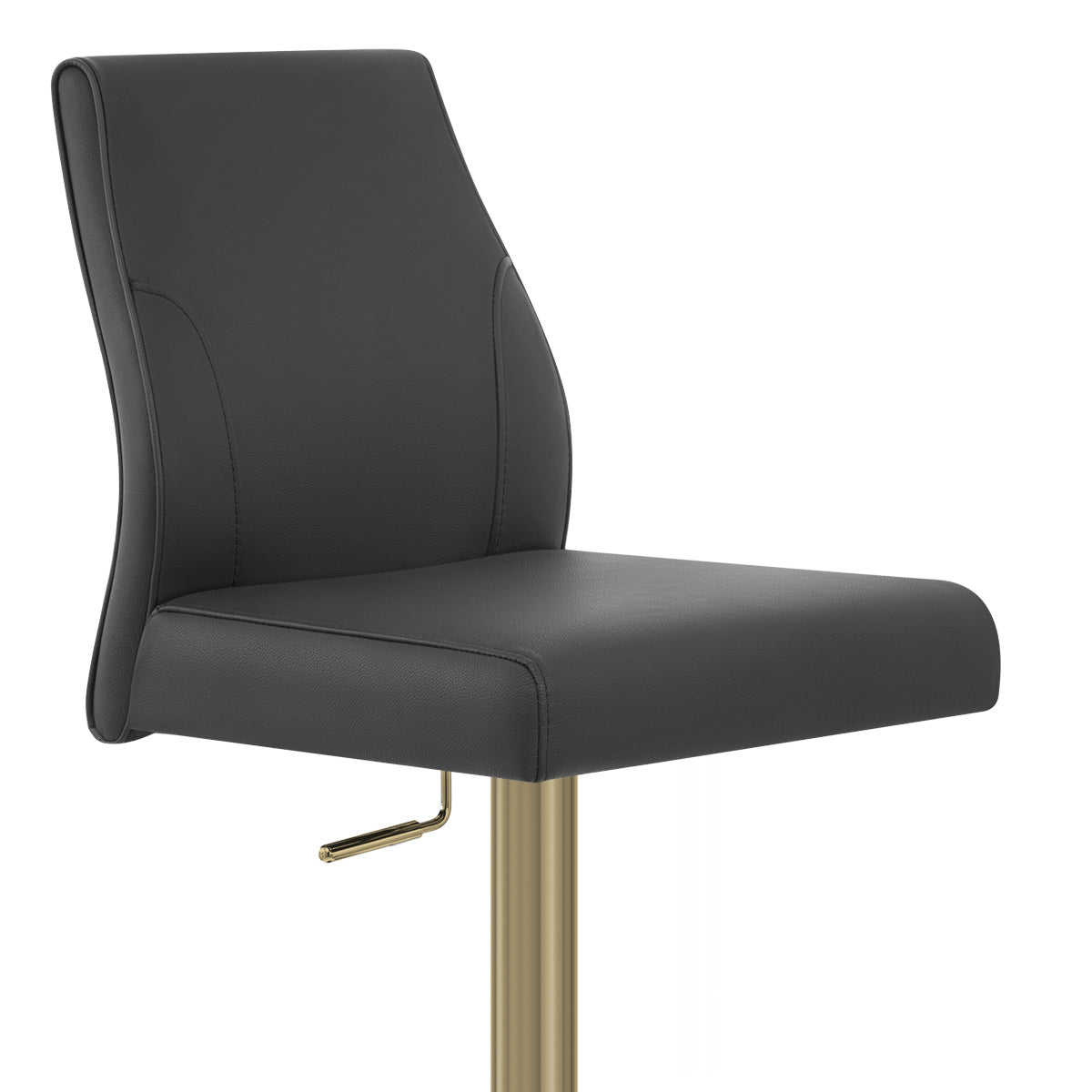 Tabouret de Bar Doré Cuir Véritable - Martello Noir