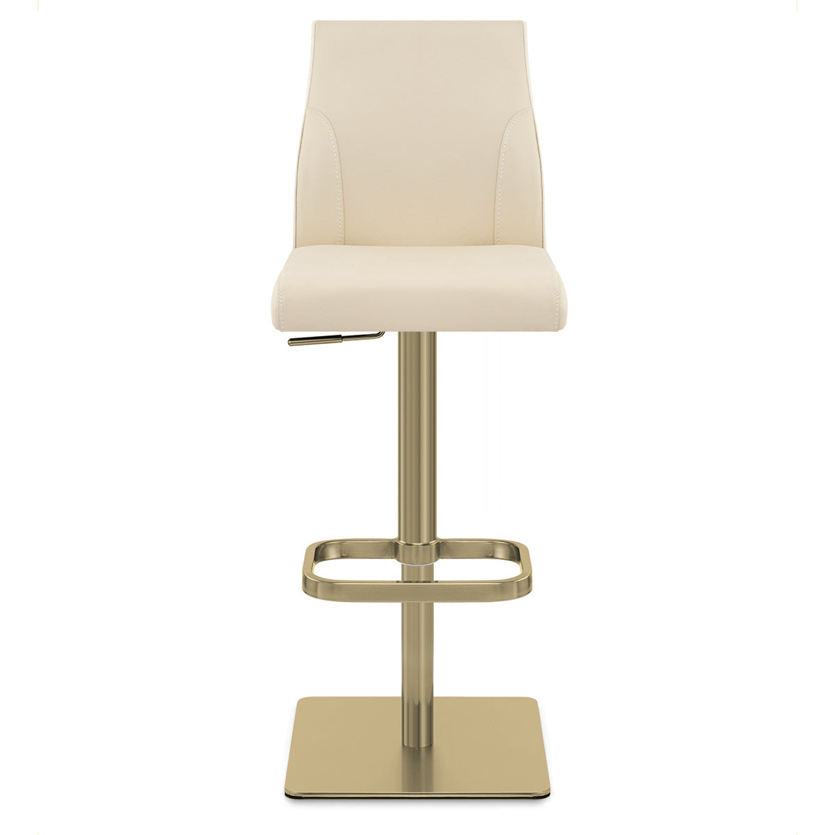 Tabouret de Bar Doré Cuir Véritable - Martello Crème