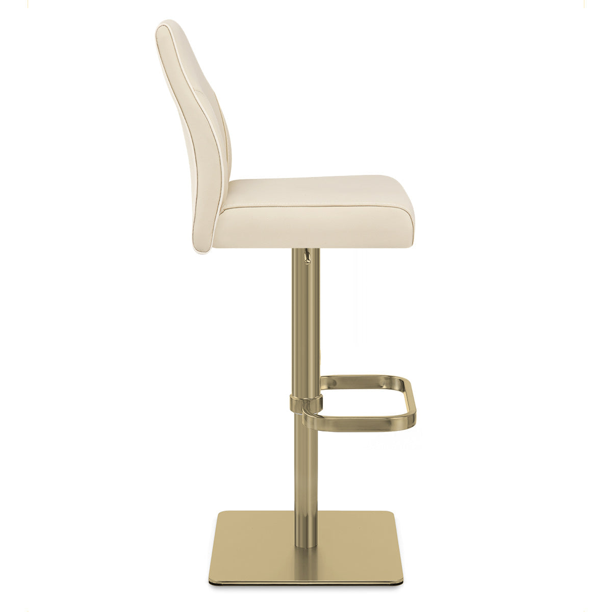 Tabouret de Bar Doré Cuir Véritable - Martello Crème