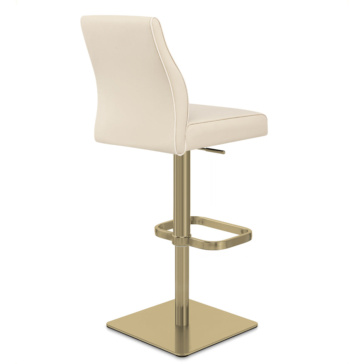 Tabouret de Bar Doré Cuir Véritable - Martello Crème
