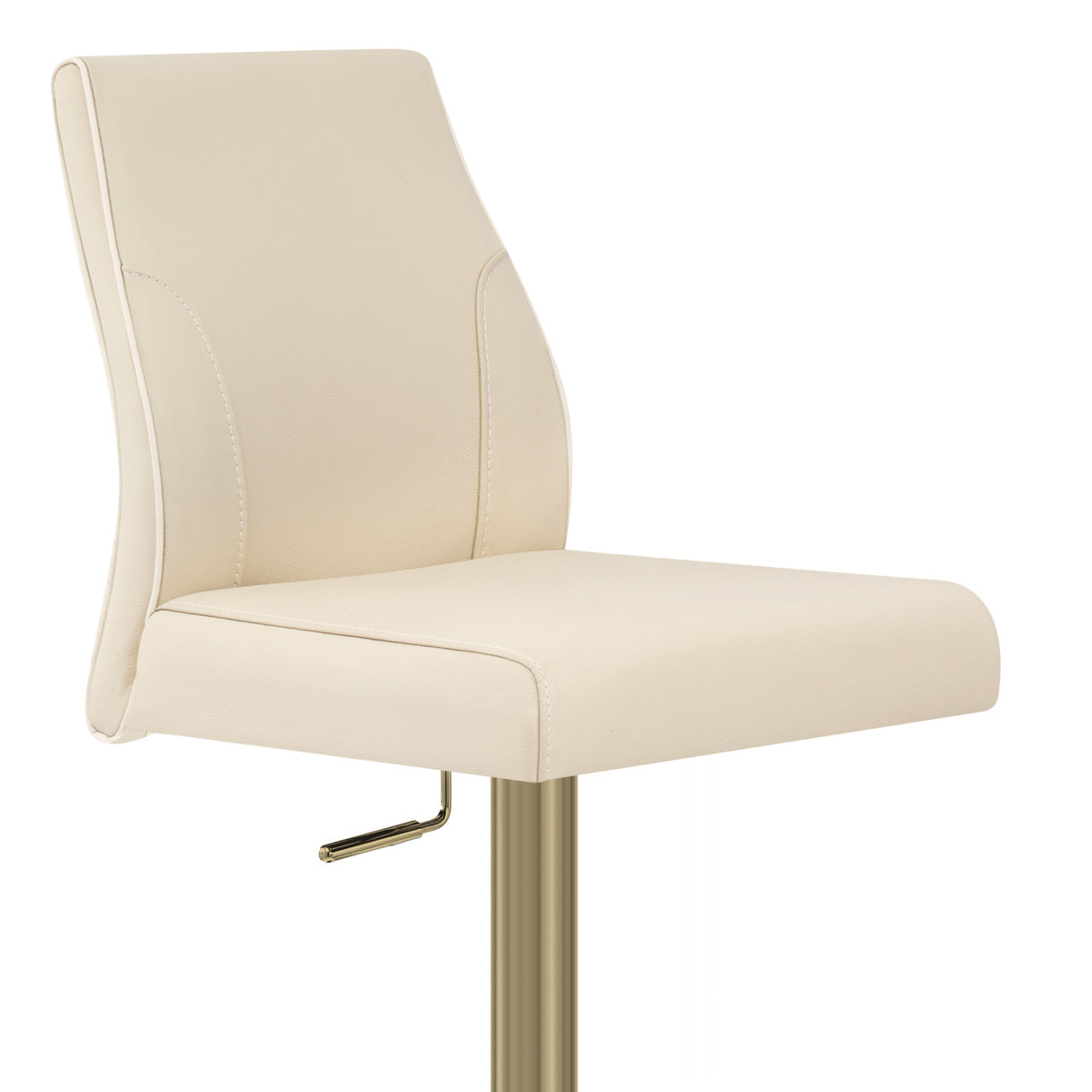 Tabouret de Bar Doré Cuir Véritable - Martello Crème