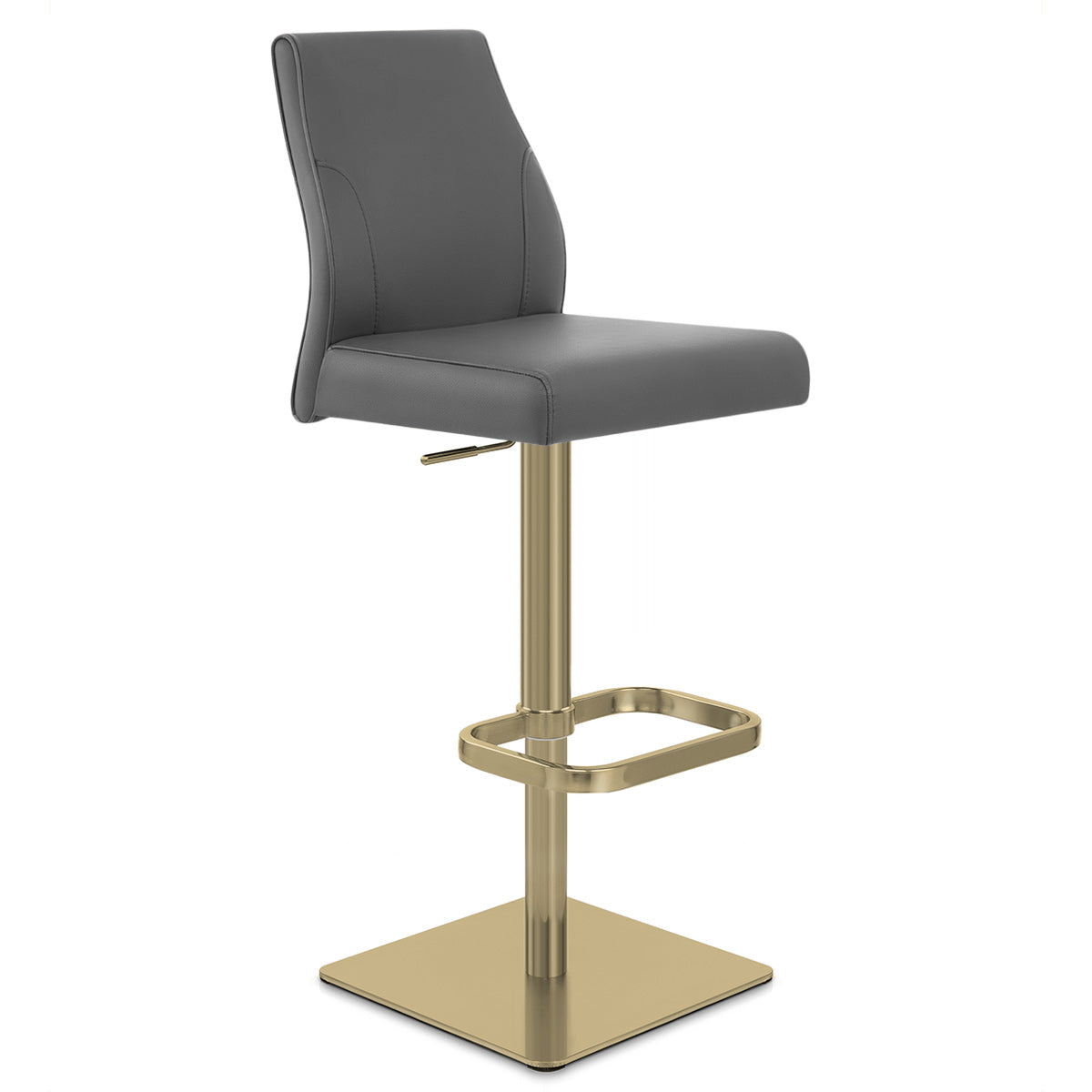 Martello Real Leather Gold Stool Grey