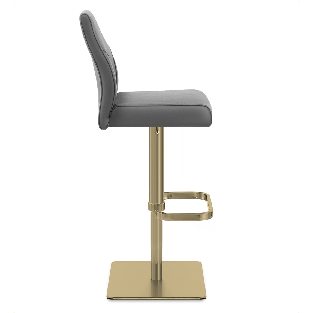 Martello Real Leather Gold Stool Grey