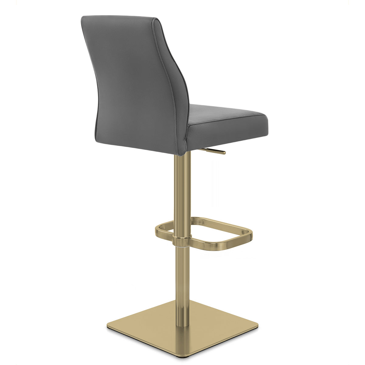 Martello Real Leather Gold Stool Grey