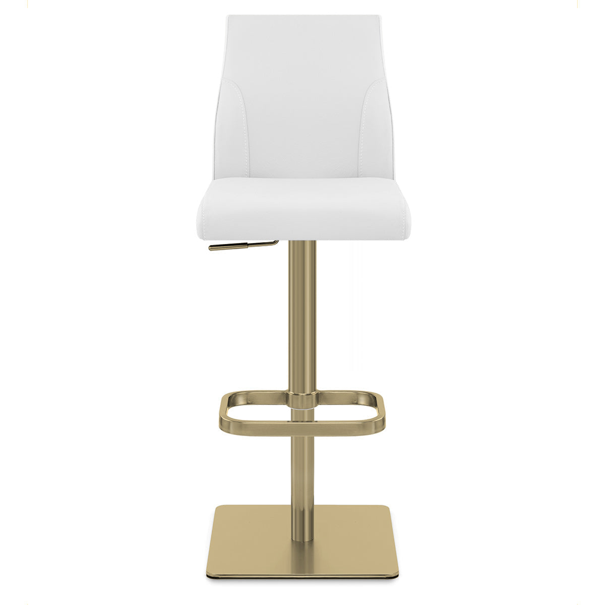 Martello Real Leather Gold Stool White