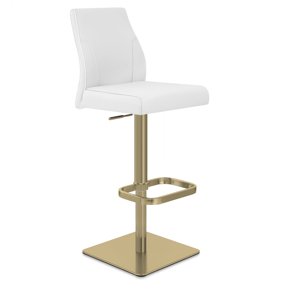 Martello Real Leather Gold Stool White