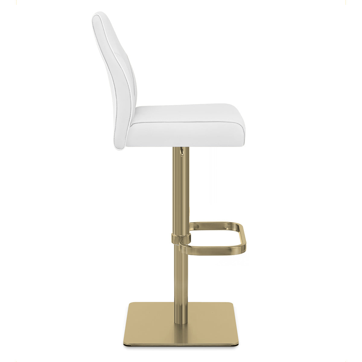 Martello Real Leather Gold Stool White