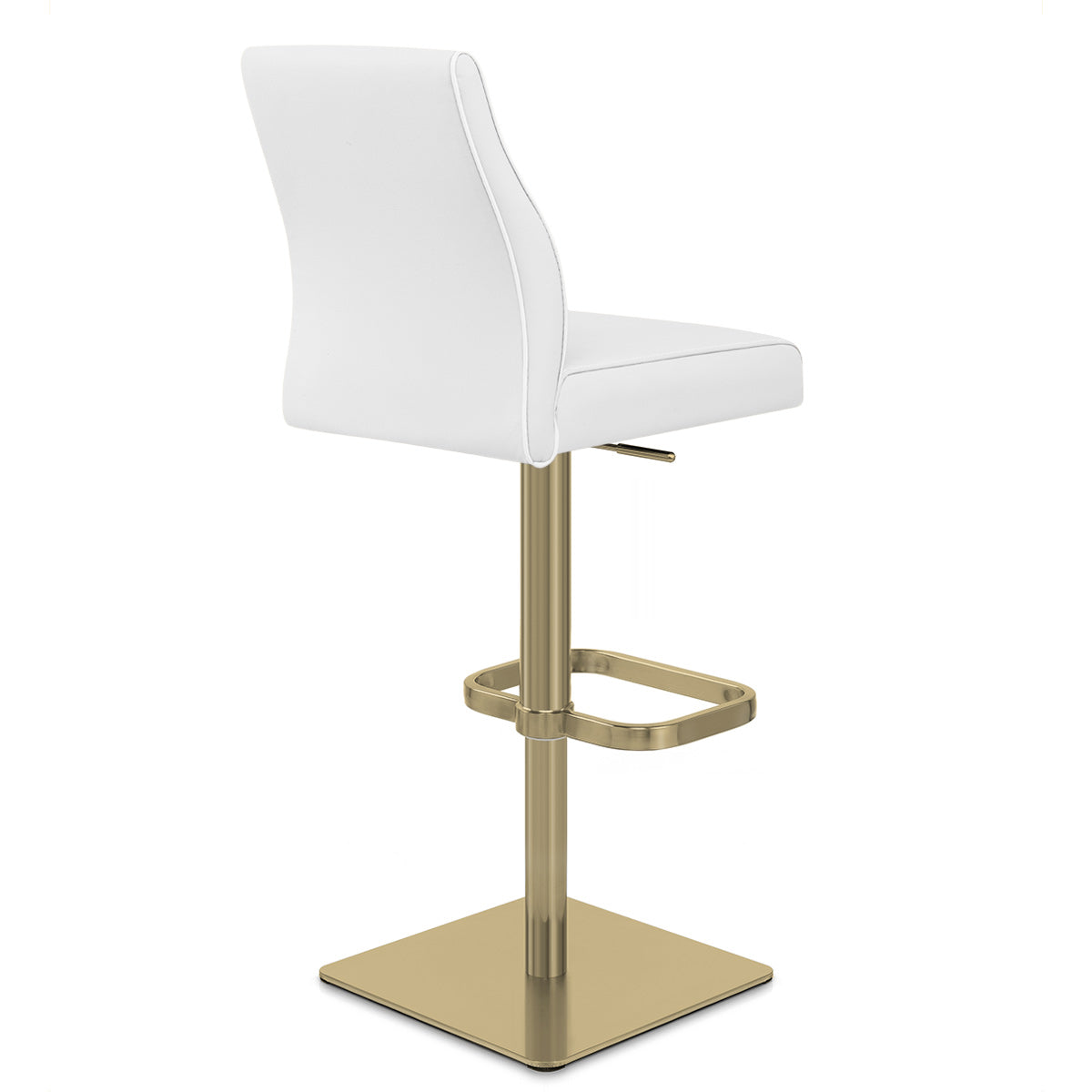 Martello Real Leather Gold Stool White