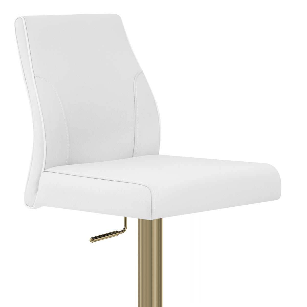Martello Real Leather Gold Stool White