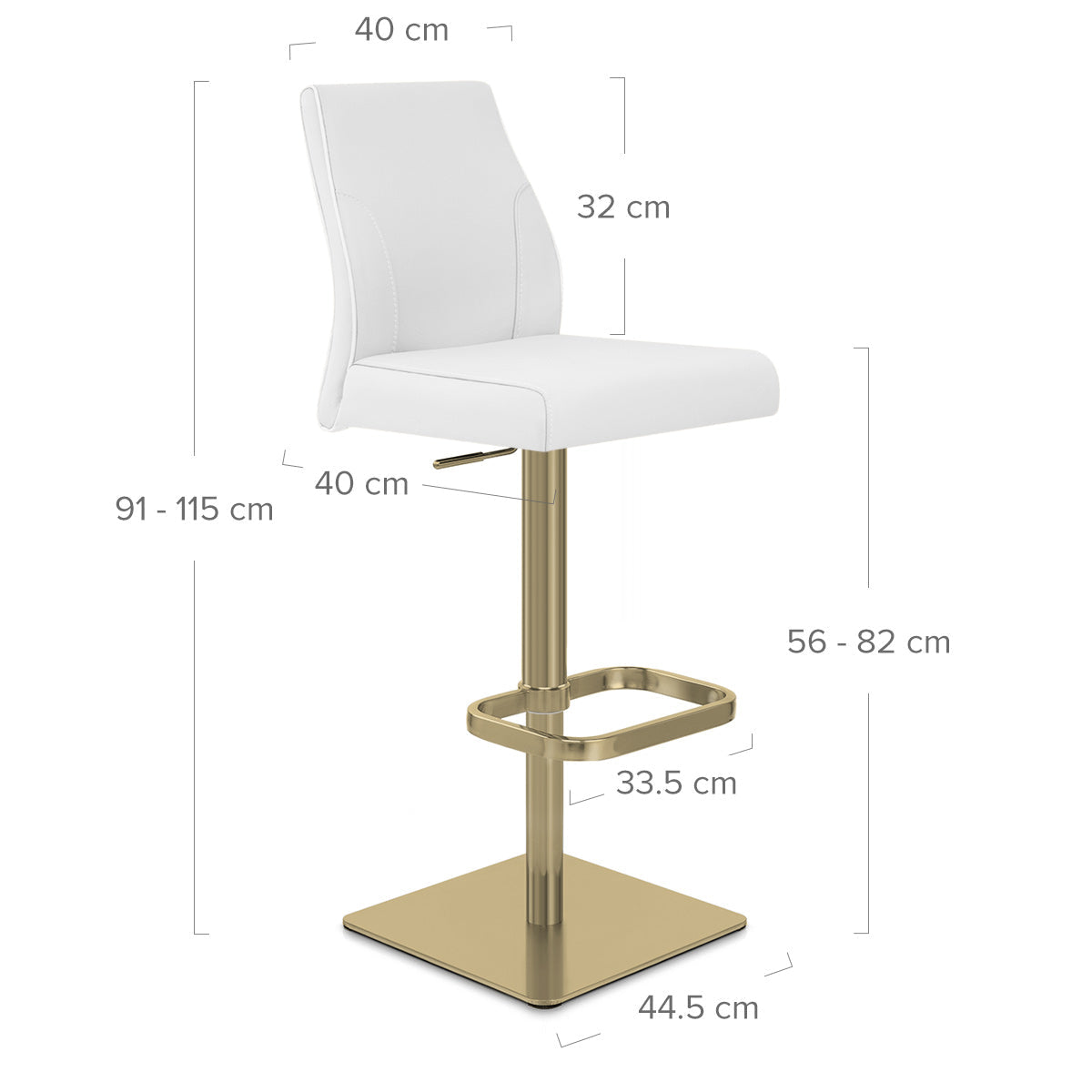 Martello Real Leather Gold Stool White