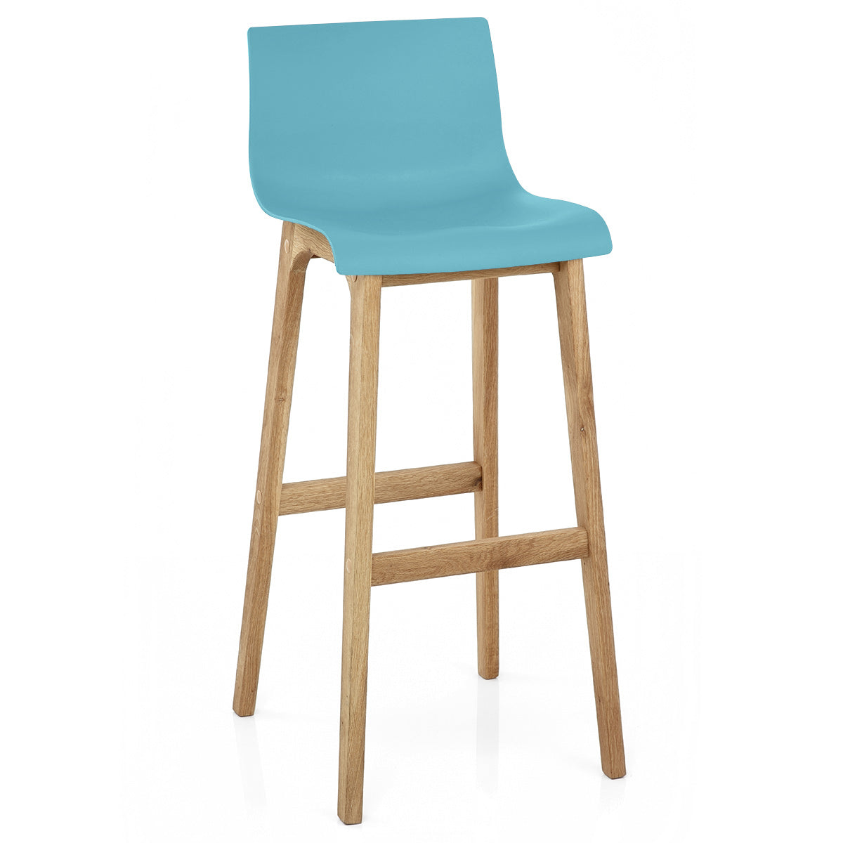 High Drift Oak & Blue Bar Stool