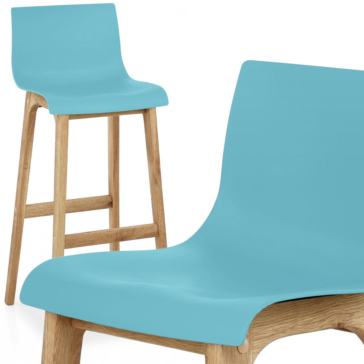High Drift Oak & Blue Bar Stool