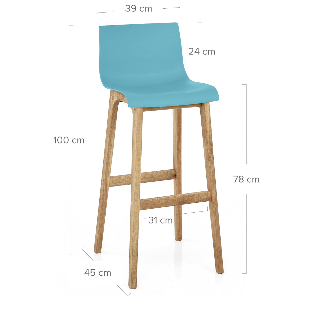 High Drift Oak & Blue Bar Stool