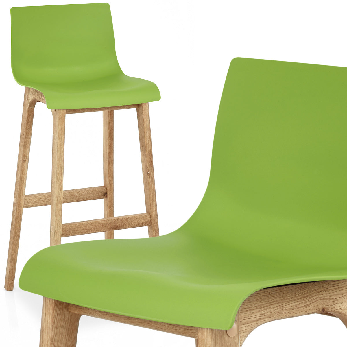 High Drift Oak & Green Bar Stool