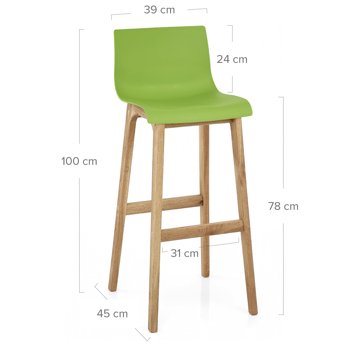 High Drift Oak & Green Bar Stool