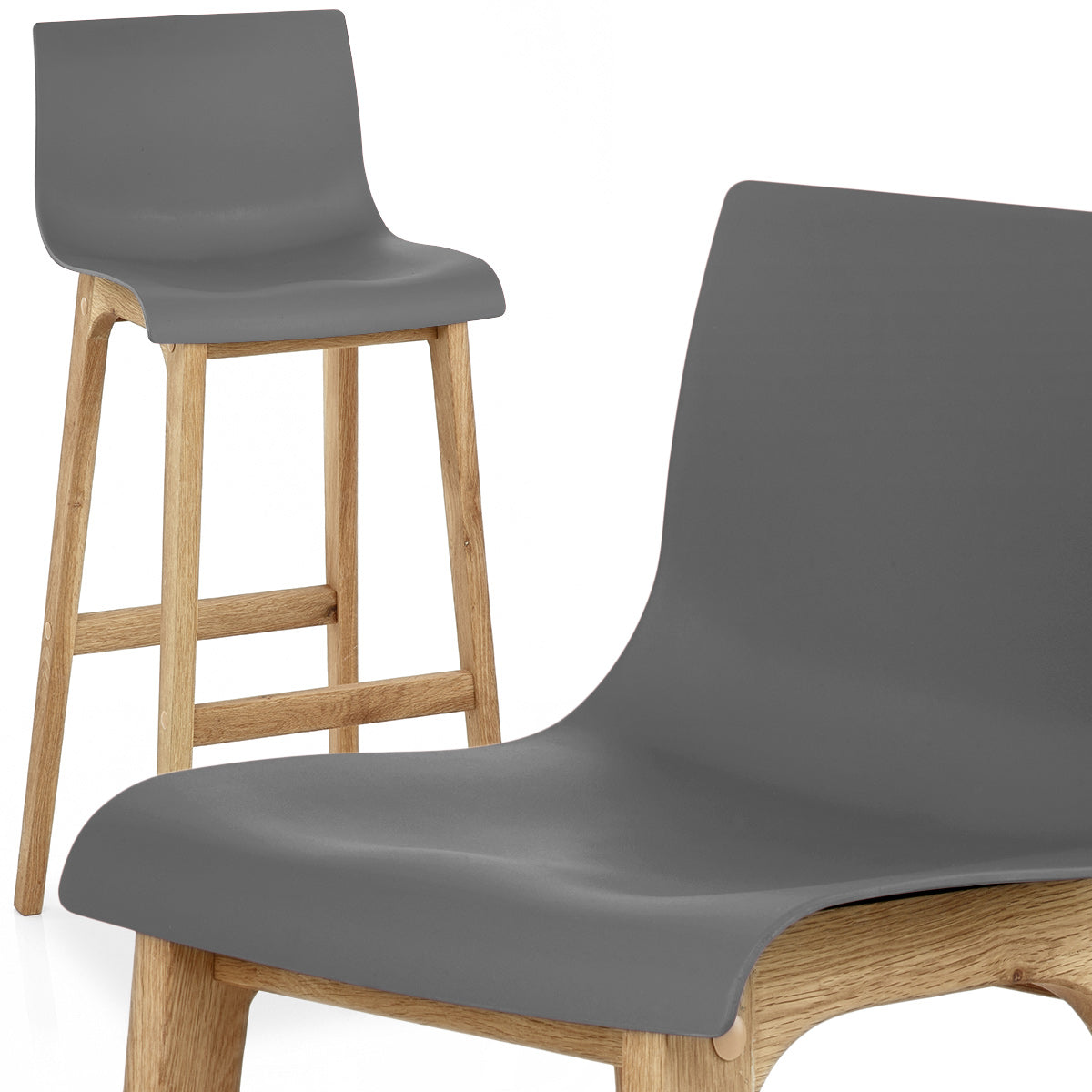 High Drift Oak & Charcoal Bar Stool
