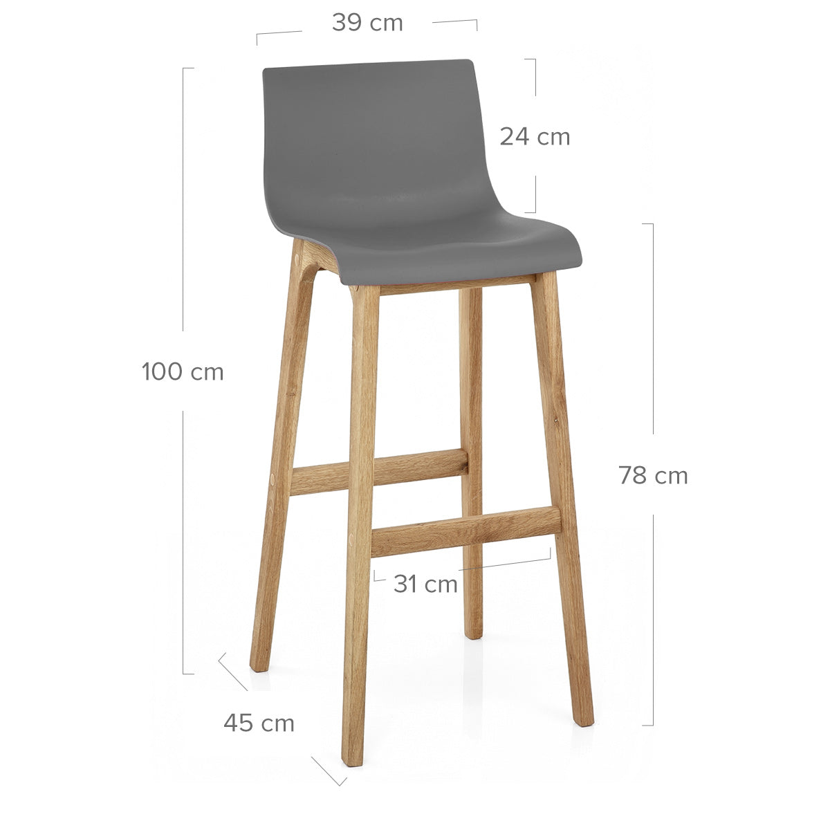 High Drift Oak & Charcoal Bar Stool