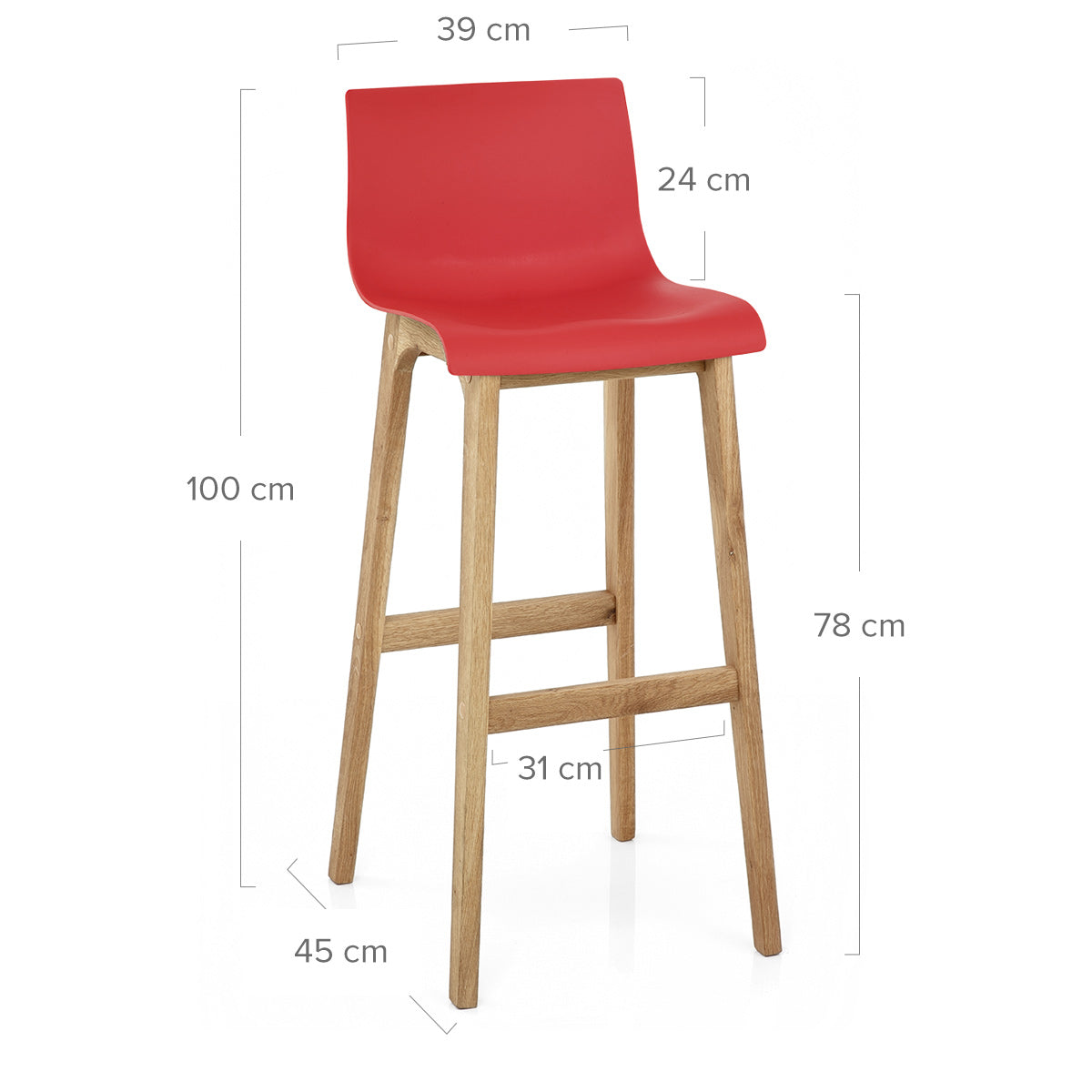 High Drift Oak & Red Bar Stool