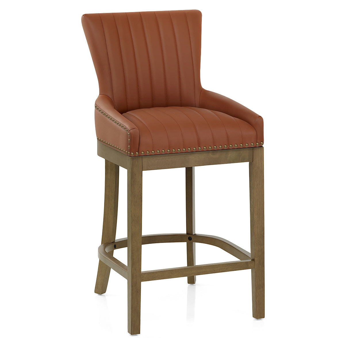Tabouret de Bar Bois Cuir Véritable - Chiltern Marron