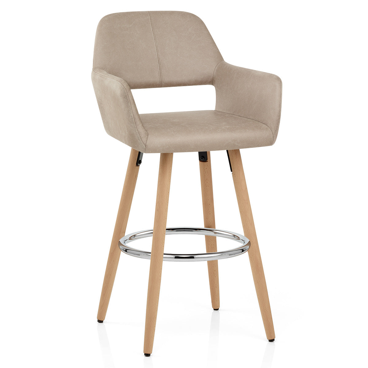 Chaise de Bar Bois Faux Cuir Antique - Kite Taupe