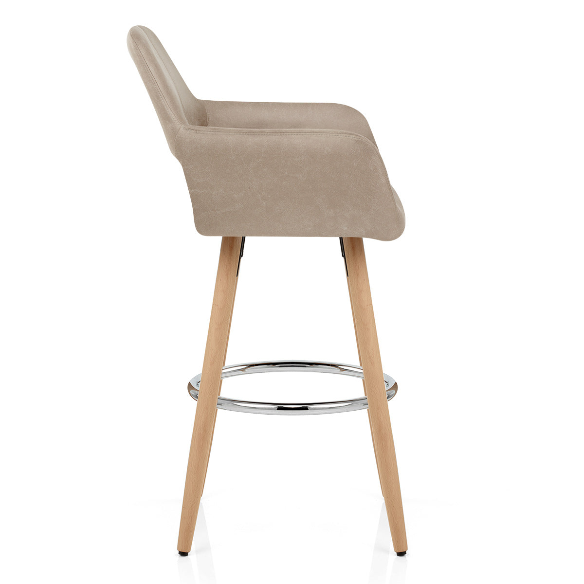 Chaise de Bar Bois Faux Cuir Antique - Kite Taupe