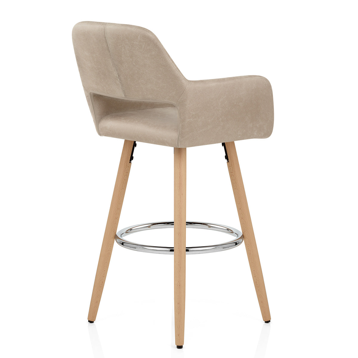 Chaise de Bar Bois Faux Cuir Antique - Kite Taupe