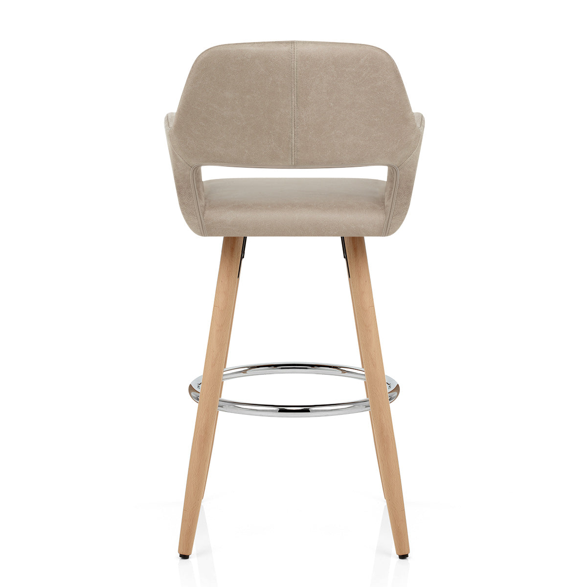 Chaise de Bar Bois Faux Cuir Antique - Kite Taupe