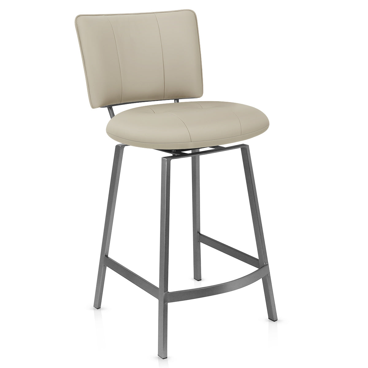 Tabouret de Bar Cuir Eco Graphite Brossé - Finello Taupe