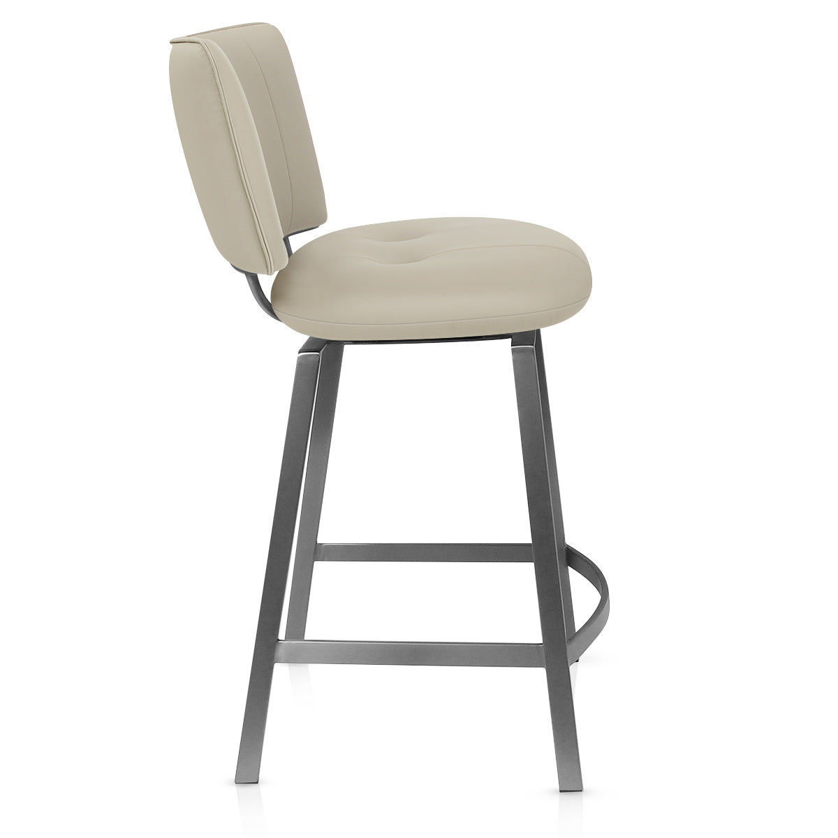 Tabouret de Bar Cuir Eco Graphite Brossé - Finello Taupe