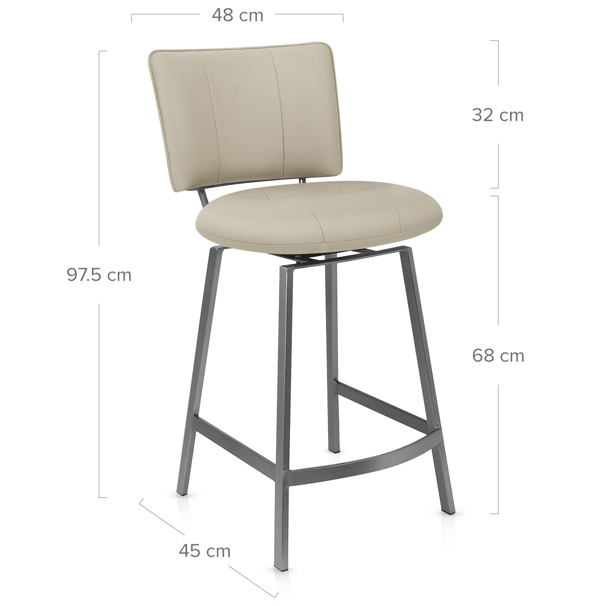 Tabouret de Bar Cuir Eco Graphite Brossé - Finello Taupe