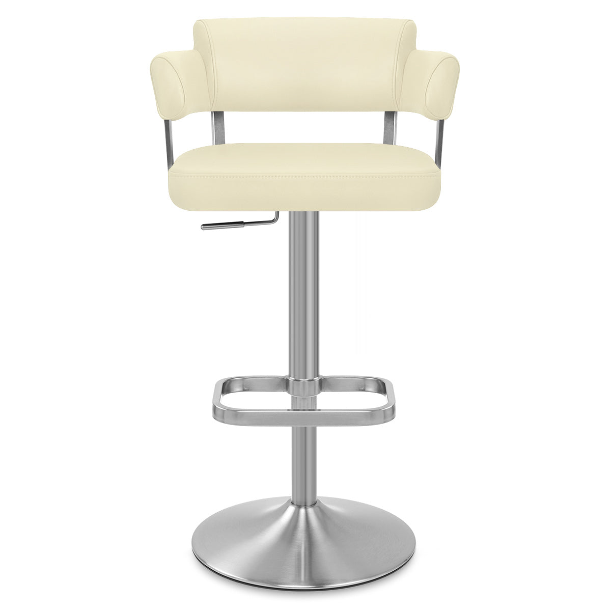 Tabouret de Bar Cuir Véritable Chrome Brossé - Sierra Crème