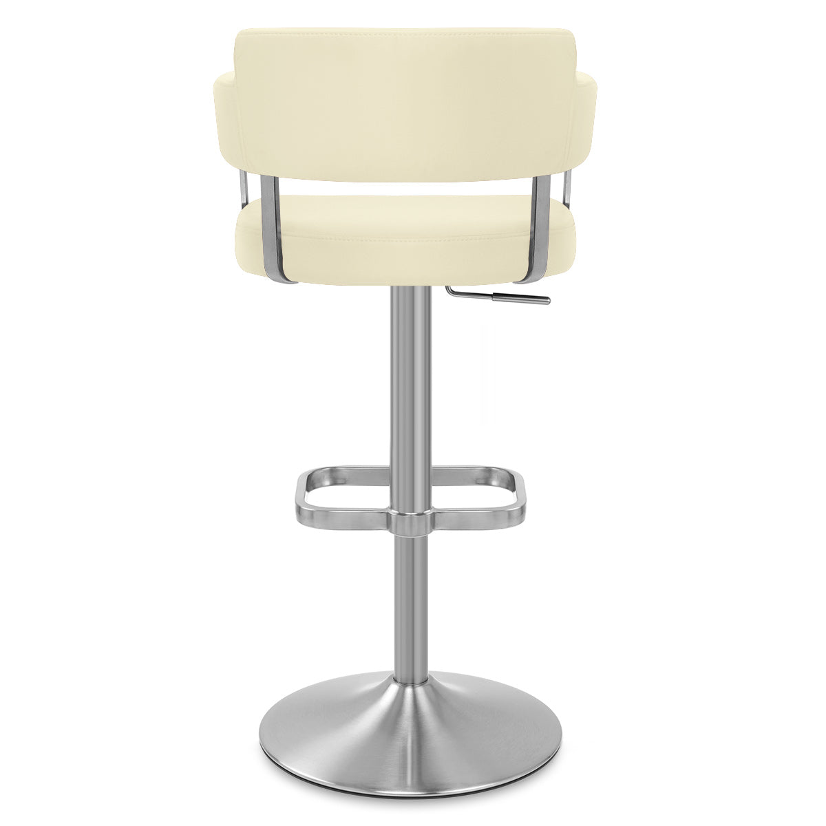 Tabouret de Bar Cuir Véritable Chrome Brossé - Sierra Crème