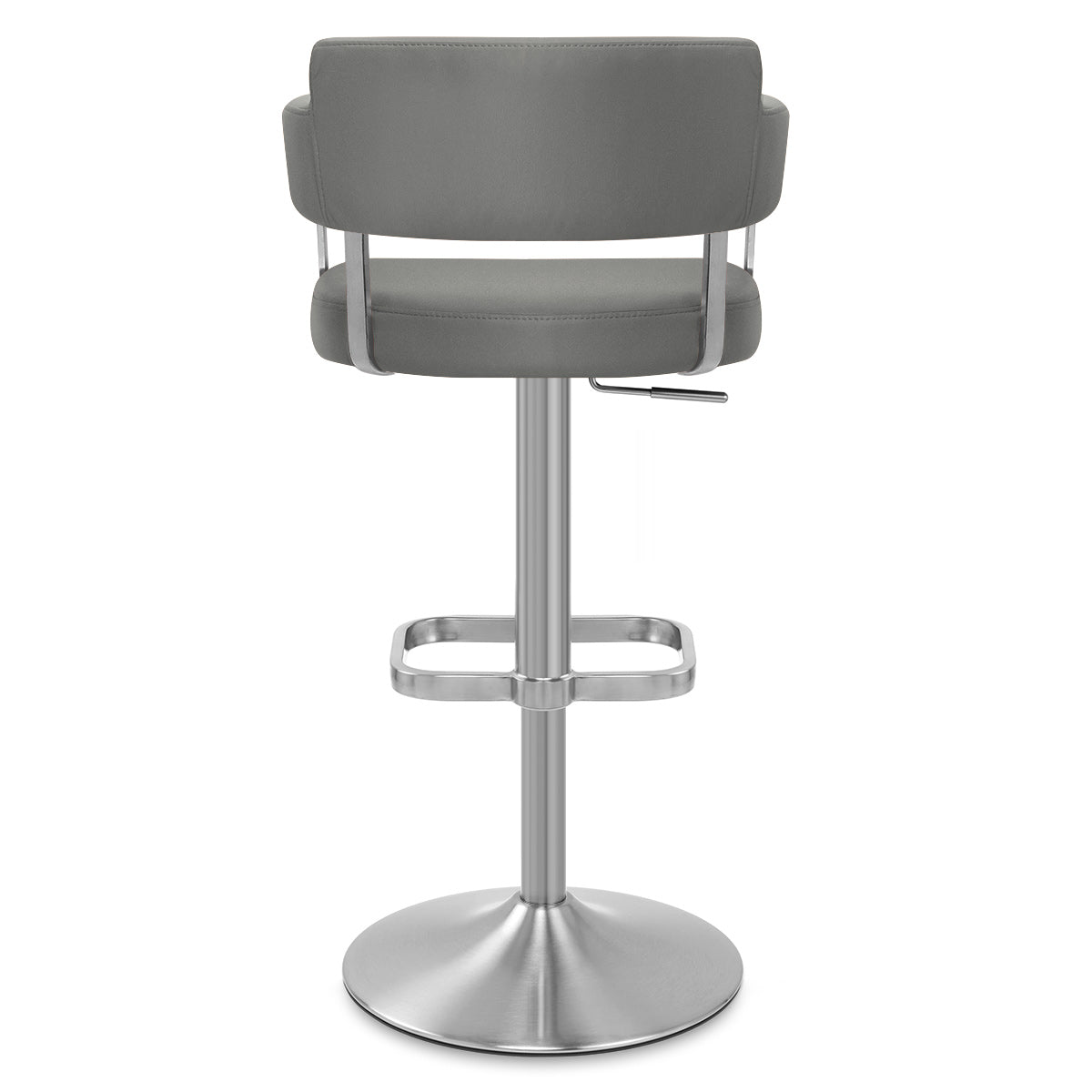 Tabouret de Bar Cuir Véritable Chrome Brossé - Sierra Gris Foncé