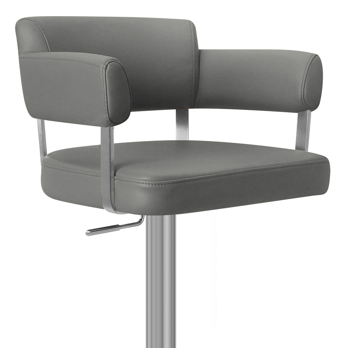 Tabouret de Bar Cuir Véritable Chrome Brossé - Sierra Gris Foncé