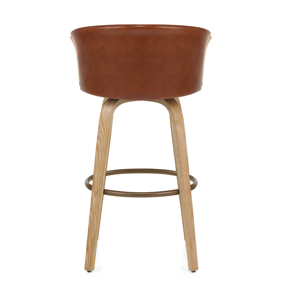 Tabouret de Bar Cuir Véritable Bois - Coral Marron