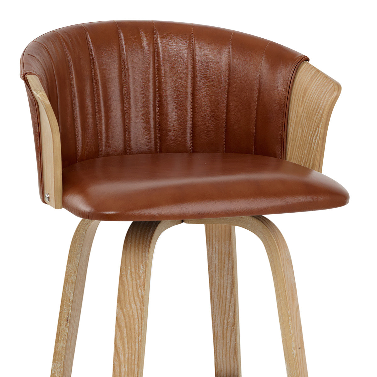 Tabouret de Bar Cuir Véritable Bois - Coral Marron