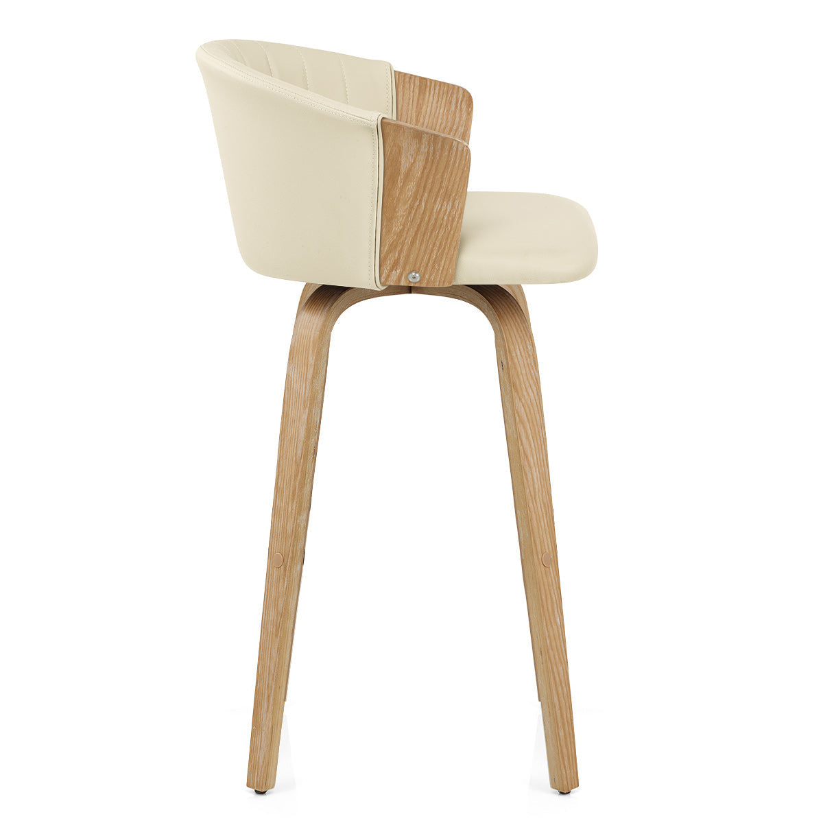 Coral Bar Stool Oak & Cream Real Leather