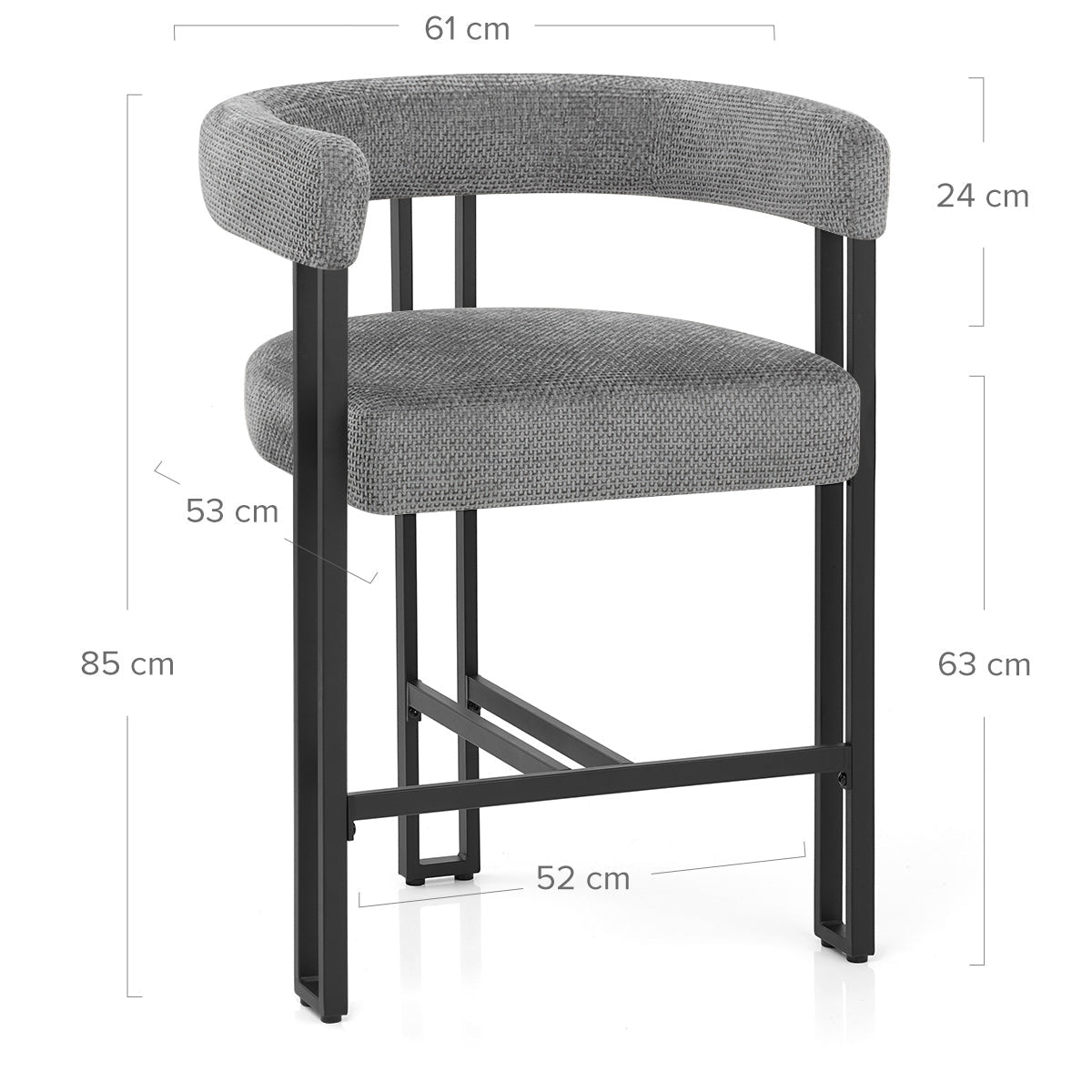 Tabouret de Bar Métal Tissu - Gigi Gris