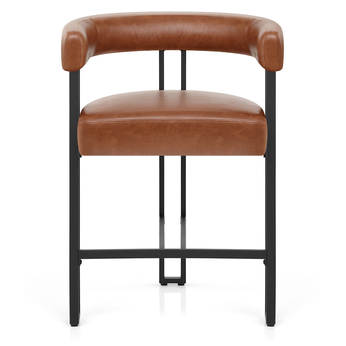 Tabouret de Bar Métal Faux Cuir - Gigi Marron Antique