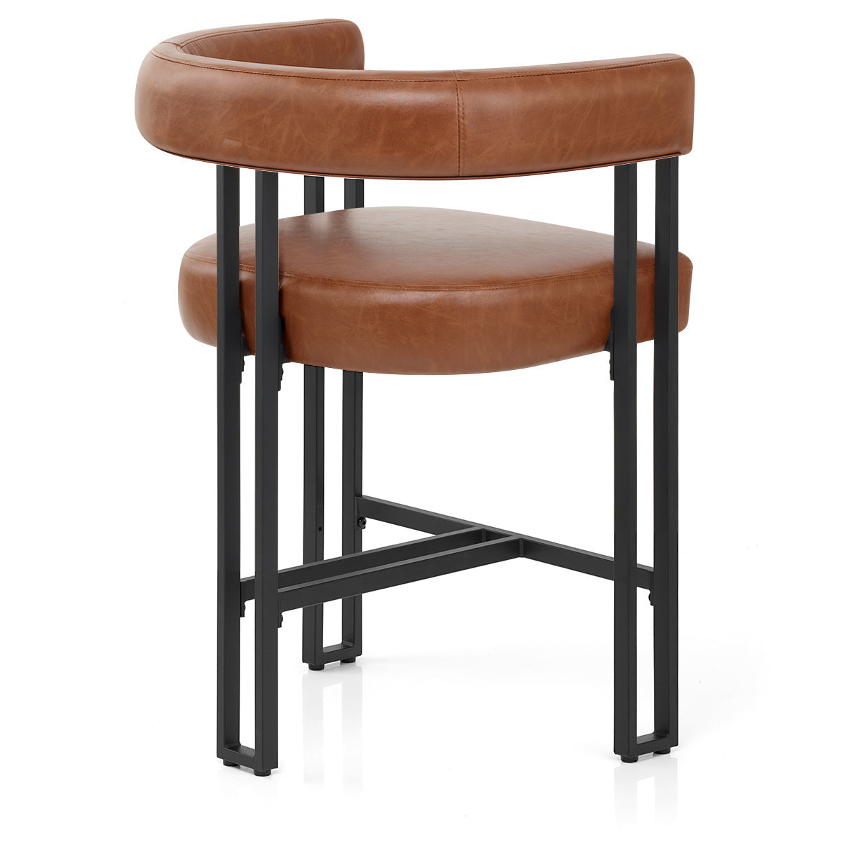 Tabouret de Bar Métal Faux Cuir - Gigi Marron Antique