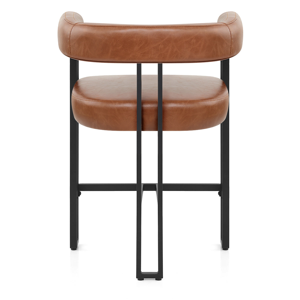 Tabouret de Bar Métal Faux Cuir - Gigi Marron Antique