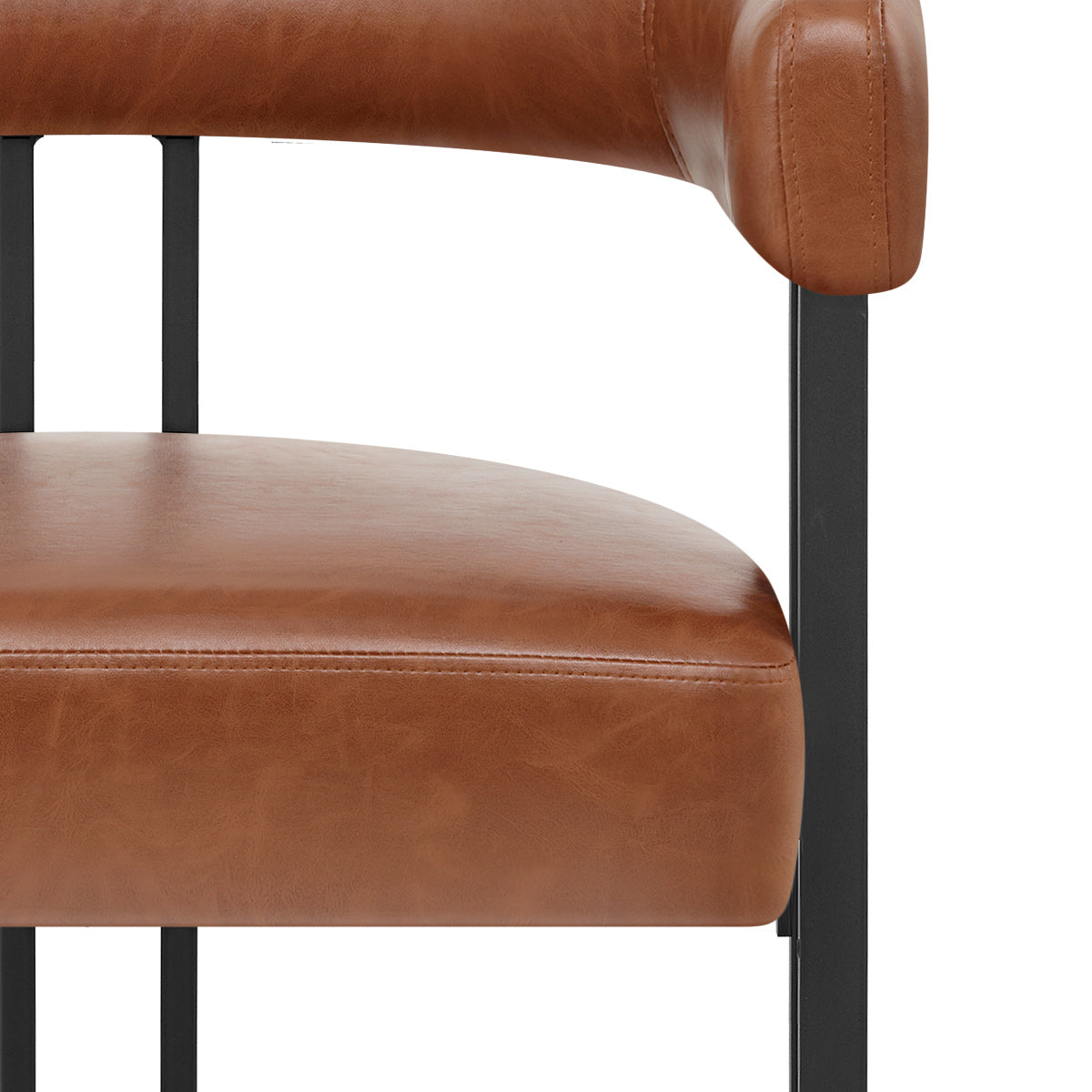 Tabouret de Bar Métal Faux Cuir - Gigi Marron Antique