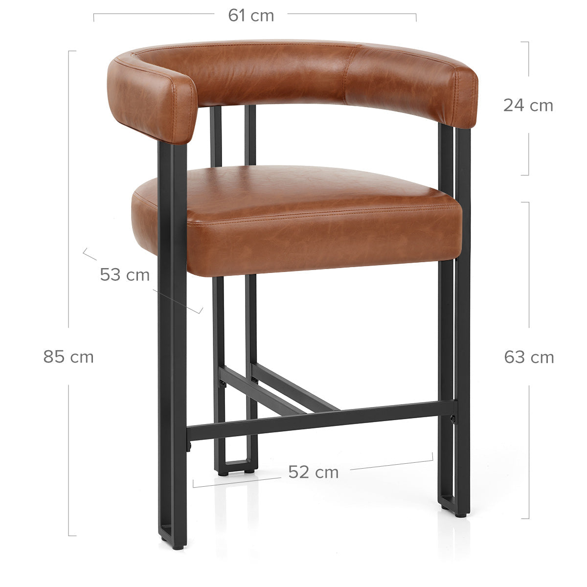 Tabouret de Bar Métal Faux Cuir - Gigi Marron Antique